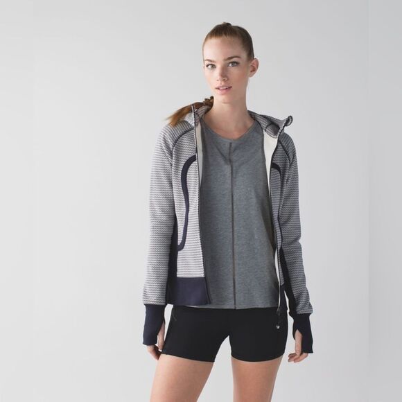 EUC Lululemon Scuba Hoodie II Washi Weave Angel Wing Naval Blue RARE - Picture 8 of 10